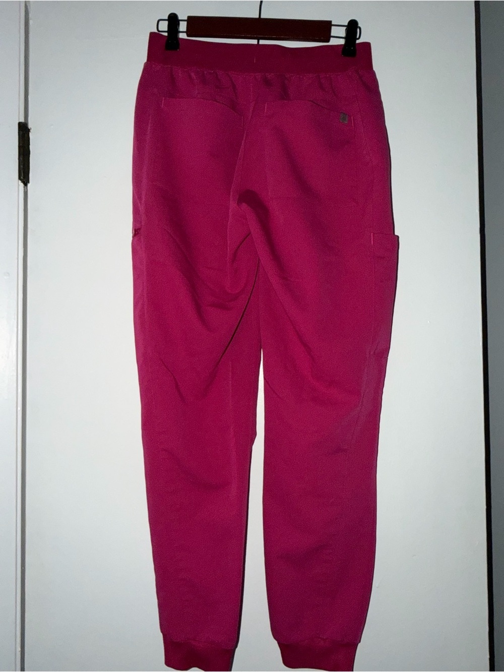 Women's Magenta Drawstring Cargo Scrub Pants - Picture 3 of 3